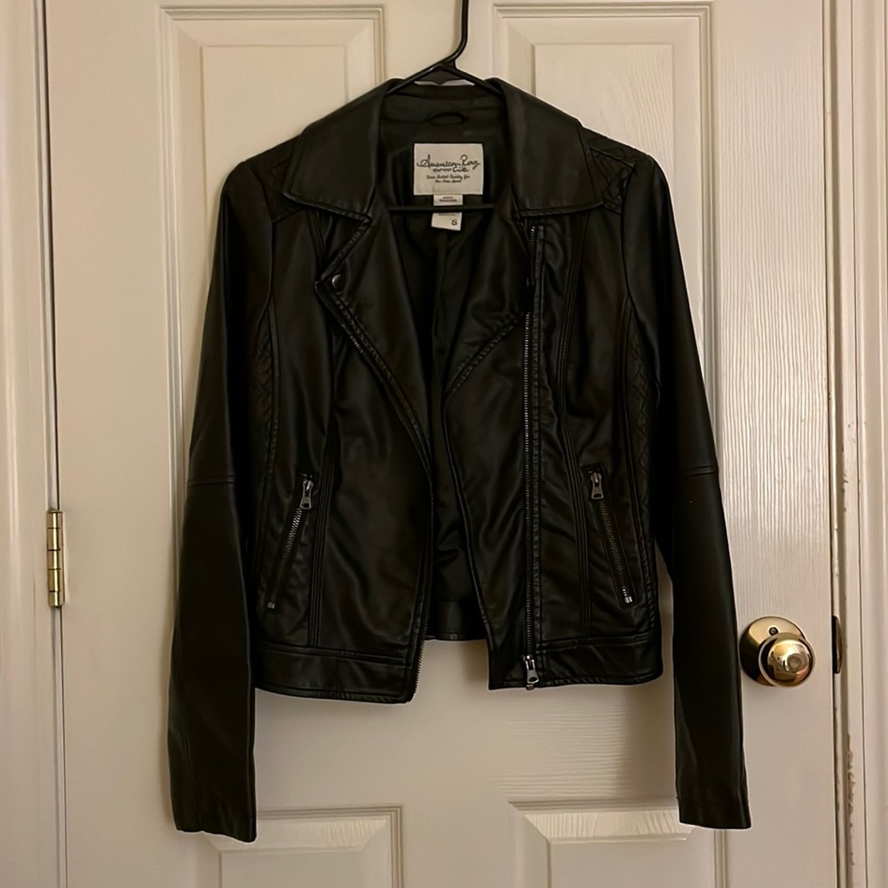 Black faux leather jacket- Young Adult